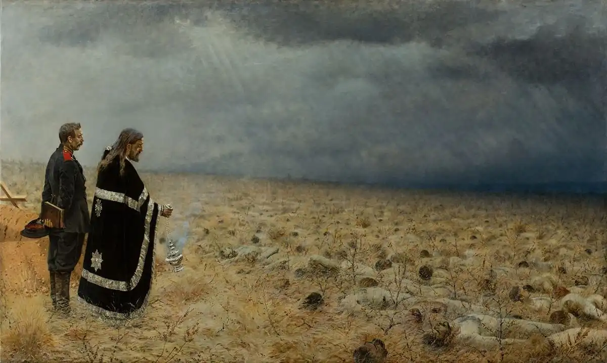 félelem, festészet, háború, halál, igazság, művészet, őrület, szenvedés, szimbolizmus, történelem